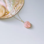 Rose Quartz Heart Necklace Silver, Gold, Rose Gold handmade pink gemstone pendant January birthstone gift for girlfriend, wife, mom sister