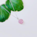 Rose Quartz Heart Necklace Silver, Gold, Rose Gold handmade pink gemstone pendant January birthstone gift for girlfriend, wife, mom sister