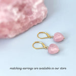 Rose Quartz Heart Necklace Silver, Gold, Rose Gold handmade pink gemstone pendant January birthstone gift for girlfriend, wife, mom sister