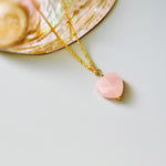 Rose Quartz Heart Necklace Silver, Gold, Rose Gold handmade pink gemstone pendant January birthstone gift for girlfriend, wife, mom sister