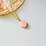 Rose Quartz Heart Necklace Gold, Silver, rose gold handmade pink gemstone pendant January birthstone gift for girlfriend, wife, mom sister