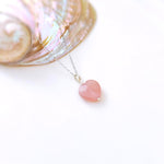Rose Quartz Heart Necklace Gold, Silver, rose gold handmade pink gemstone pendant January birthstone gift for girlfriend, wife, mom sister