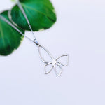 Silver Butterfly Necklace handmade unique minimalist jewelry gift for nature lovers gardeners, sister daughter, mom statement necklace steel