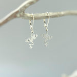 Frog Earrings dangle silver handmade animal jewelry unique whimsical fun gift for nature animal lovers, sister, bff, roommate friend