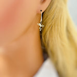 Frog Earrings dangle silver handmade animal jewelry unique whimsical fun gift for nature animal lovers, sister, bff, roommate friend