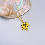 Maple Leaf Necklace silver, gold pendant for women minimalist handmade jewelry gift for gardener hiker nature lover Canadian leaves charm
