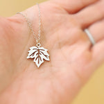 Maple Leaf Necklace silver, gold pendant for women minimalist handmade jewelry gift for gardener hiker nature lover Canadian leaves charm