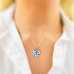 Maple Leaf Necklace silver, gold pendant for women minimalist handmade jewelry gift for gardener hiker nature lover Canadian leaves charm