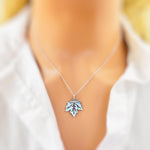 Maple Leaf Necklace silver, gold pendant for women minimalist handmade jewelry gift for gardener hiker nature lover Canadian leaves charm