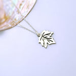 Maple Leaf Necklace silver, gold pendant for women minimalist handmade jewelry gift for gardener hiker nature lover Canadian leaves charm