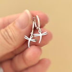 Tiny Dragonfly Earrings dangle Huggie Hoops silver, gold