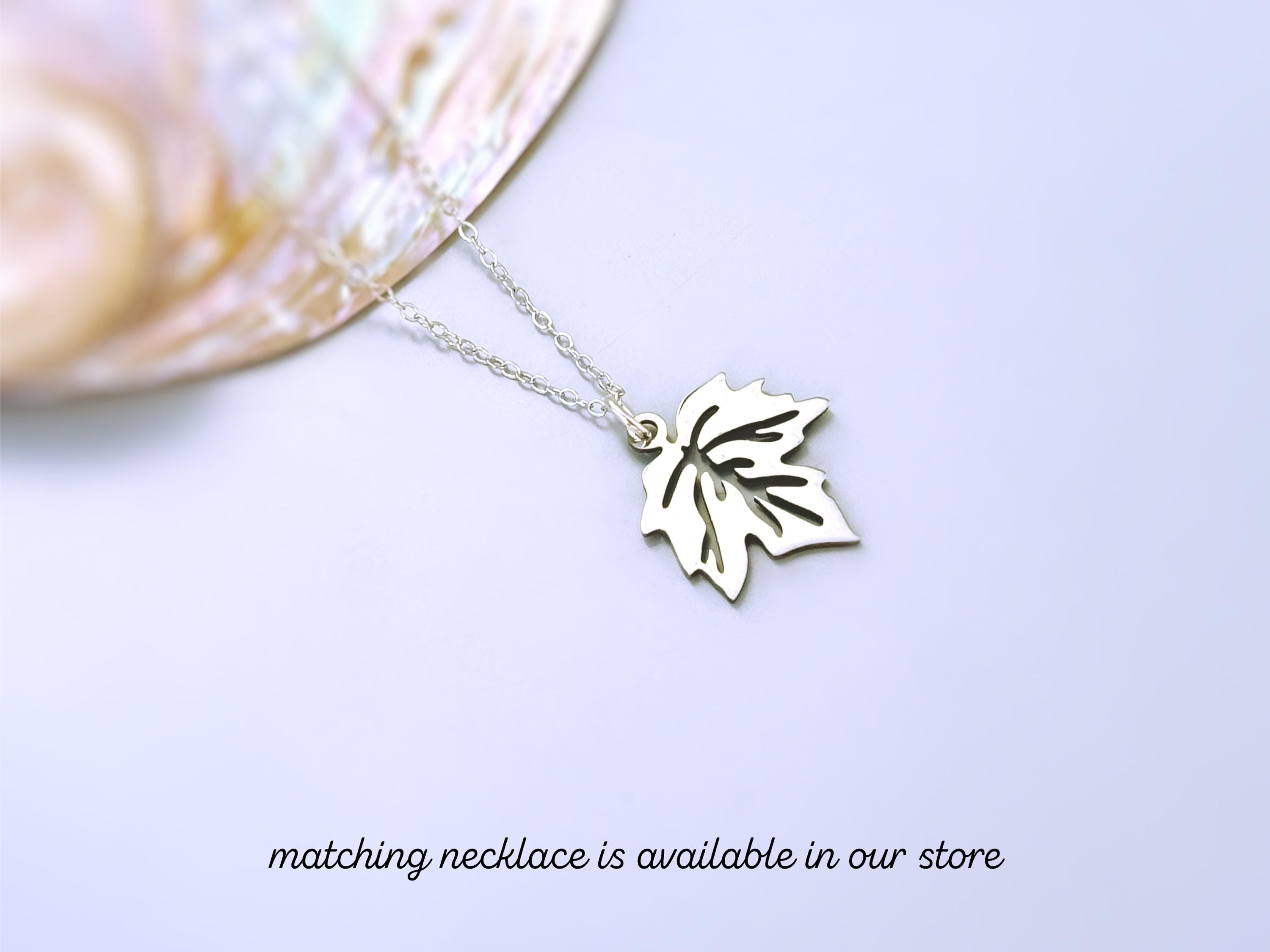 Maple Leaf Earrings dangle sterling silver, gold