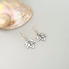 Maple Leaf Earrings dangle sterling silver, gold handmade dangly long lightweight nature Jewelry unique gift for mom, gardener, wife, sister