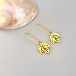Maple Leaf Earrings dangle 14k gold, silver, handmade dangly long lightweight nature Jewelry unique gift for mom, gardener, wife, sister