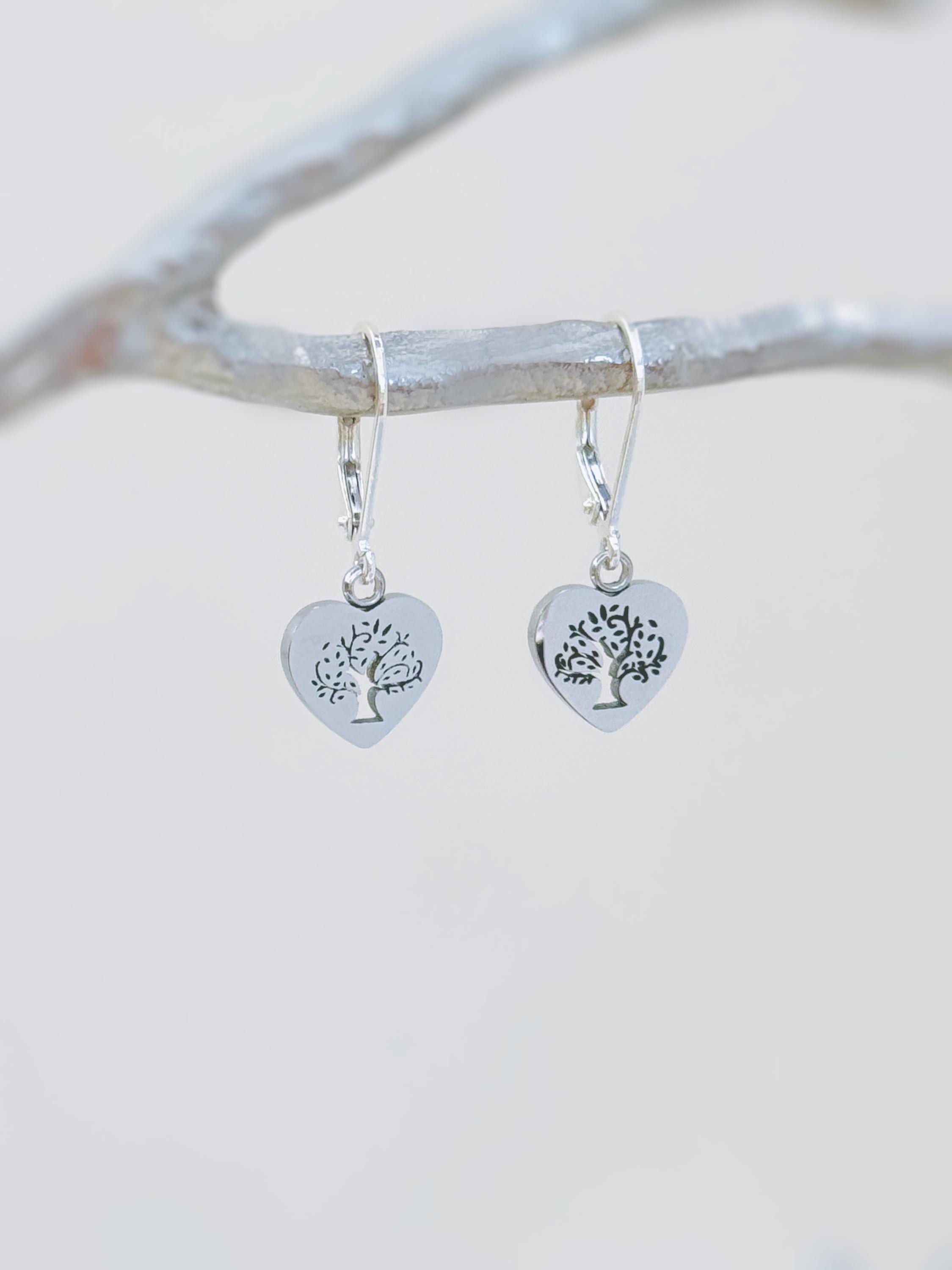 Tree of Life Heart Earrings dangle 14k gold, silver, rose gold fill handmade dainty Jewelry unique gift for girlfriend sister mom friend bff