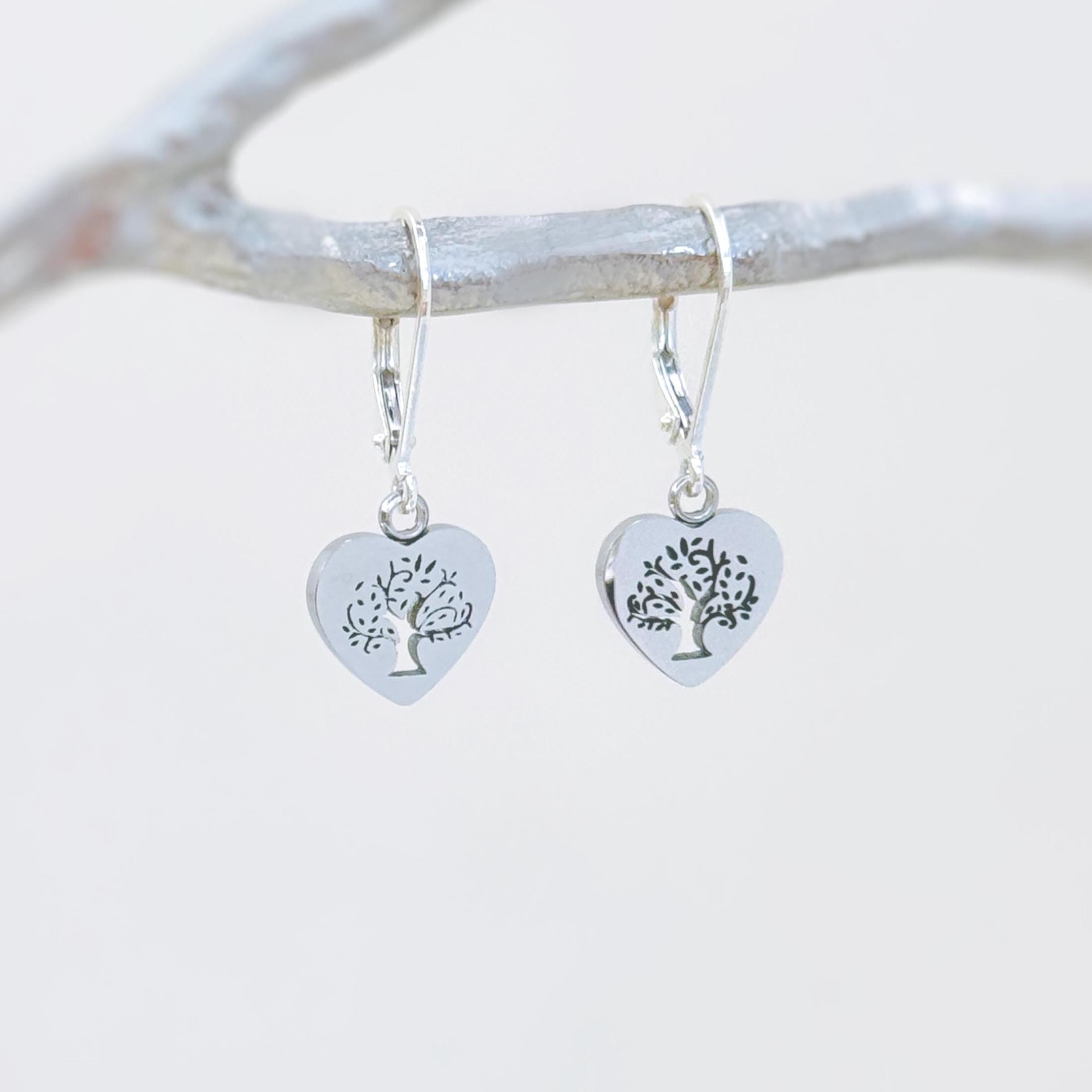 Tree of Life Earrings dangle 14k gold, silver, rose gold handmade dangly nature heart Jewelry unique romantic gift for mom, wife, sister bff