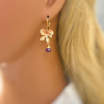 Amethyst Orchid Necklace 14k Gold Fill handmade flower pendant February purple Birthstone jewelry for women gift for mom, wife sister bff