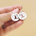 Cat Earrings dangle silver dangle handmade witchy jewelry whimsical spooky gothic earrings kitten kitty gift for cat lovers, mom, sister bff