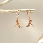 Dragonfly Earrings dangle Rose Gold Handmade Dragonfly Jewelry