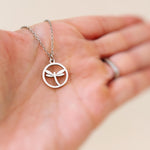 Dainty Dragonfly Necklace silver, gold pendant for women spring, summer jewelry gift for gardener, nature lover sister, mom, best friend