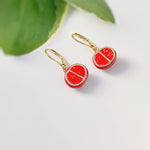 Pomegranate Earrings dangle 14k gold handmade cute red Fruit Jewelry unique dangling charm earrings gift for foodie, chef best friend sister