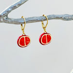 Pomegranate Earrings dangle 14k gold handmade cute red Fruit Jewelry unique dangling charm earrings gift for foodie, chef best friend sister