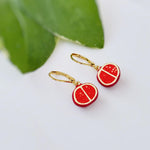 Pomegranate Earrings dangle 14k gold handmade cute red Fruit Jewelry unique dangling charm earrings gift for foodie, chef best friend sister