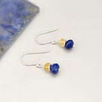Gold Lapis Lazuli and Citrine blue and yellow gemstone Earrings dangle