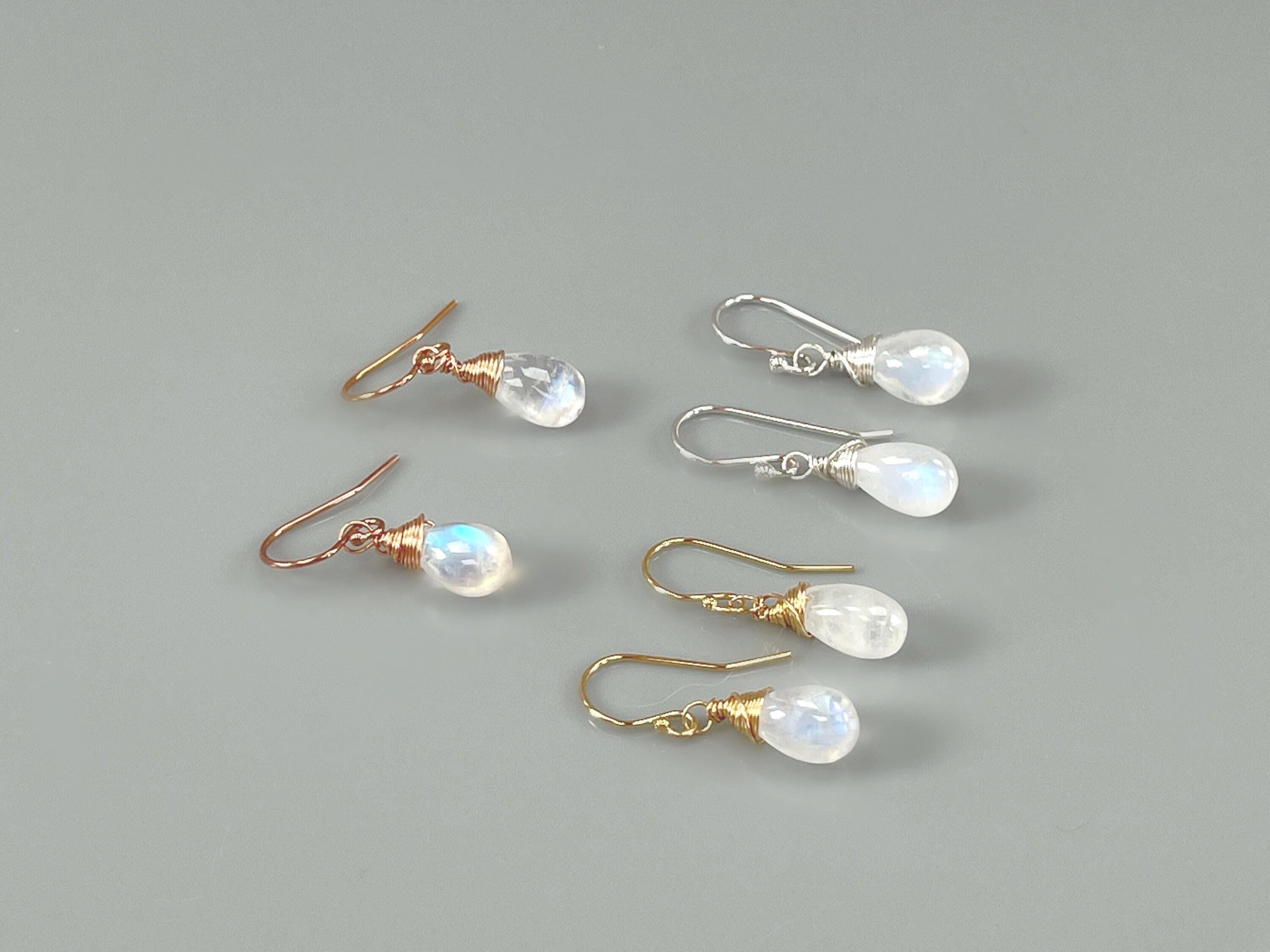 Smooth Moonstone Dangle Earrings