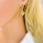 Gold Jellyfish Earrings dangle handmade beach jewelry unique dangling aqua charm ocean earrings gift for surfer, swimmer, sister daughter