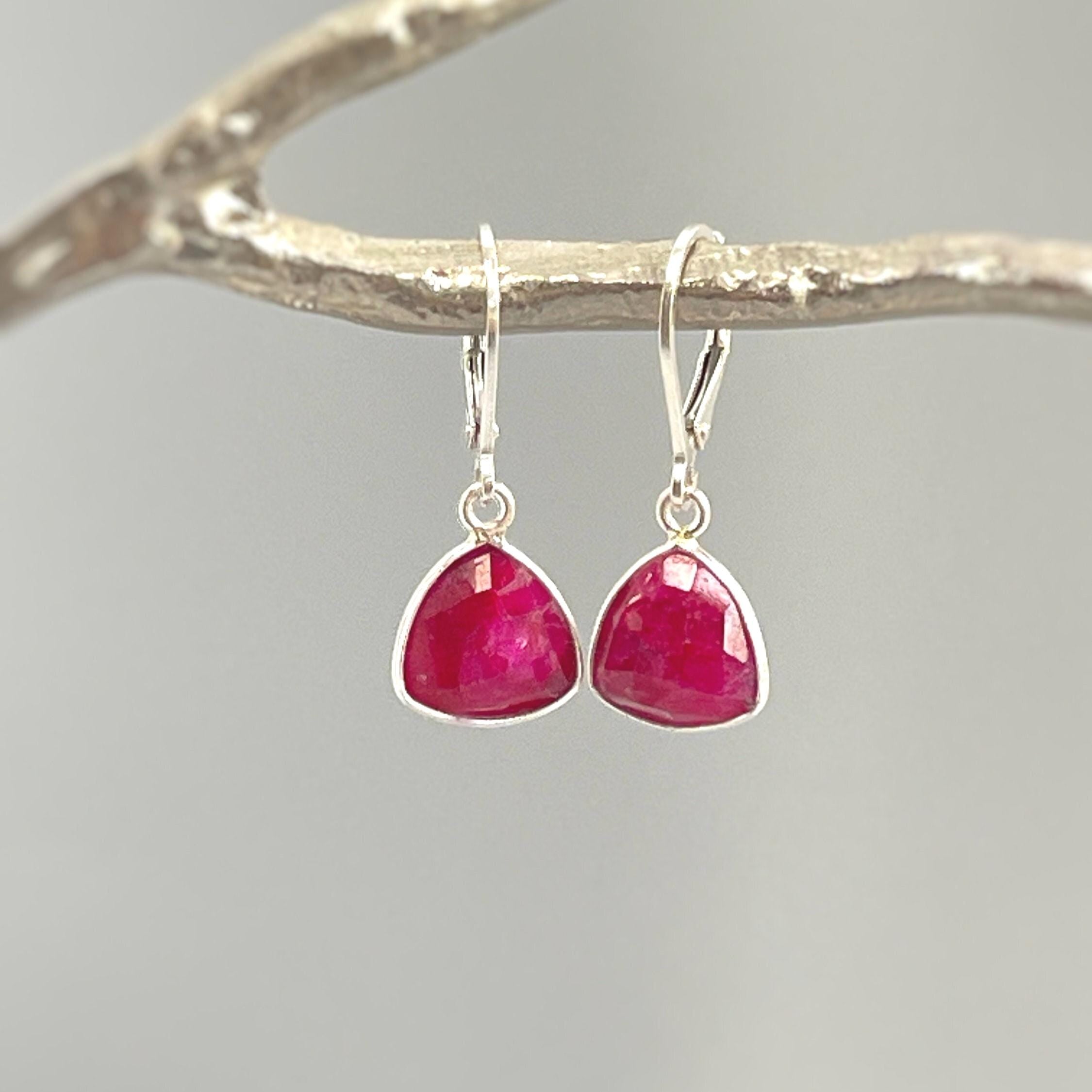 Ruby Earrings in Sterling Silver or Gold