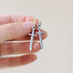 Sword Earrings dangle silver handmade medieval mythical dagger punk jewelry renaissance faire Celtic gothic earrings stainless steel grunge