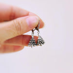 Christmas Tree Earrings dangle silver handmade winter pine tree holiday jewelry fun festive earrings for holiday party 925 sterling silver