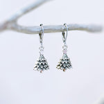 Christmas Tree Earrings dangle silver handmade winter pine tree holiday jewelry fun festive earrings for holiday party 925 sterling silver