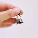 Christmas Tree Earrings dangle silver handmade winter pine tree holiday jewelry fun festive earrings for holiday party 925 sterling silver