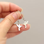 Long Silver Hummingbird Earrings dangle gold sterling silver Bird Jewelry unique gift for mom, nature, bird lover, wife Handmade dangly  lightweight jewelry for women