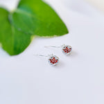 Gold Pomegranate Earrings dangle handmade cute red garnet Fruit Jewelry unique mythical dangling charm earrings gift for foodie chef wife