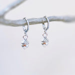 Silver Acorn Earrings  dangle Huggie Hoop handmade nature autumn fall jewelry for women earthy woodland gifts for sister roommate friend mom