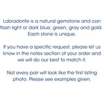 Labradorite Crescent Moon Stud Earrings