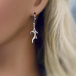 Silver Dragon Wing Earrings dangle handmade whimsigoth jewelry stainless steel grunge gothic earrings spooky Halloween witchy earrings gift