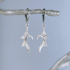 Silver Dragon  Wing Earrings dangle handmade gothic jewelry stainless steel grunge goth earrings spooky  Halloween witchy earrings for women