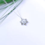 Silver Snowflake Necklace handmade gold crystal winter wedding jewelry festive sparkling Christmas necklace gift for women, holiday parties