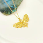 Gold Moth Necklace handmade statement pendant gothic insect bug jewelry grunge goth moon phase deathshead moth symbolic rebirth pendant