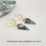 Moss Agate Pendant Necklace sterling silver, gold, rose gold