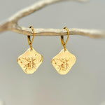 Honey Bee Earrings dangle Gold, unique handmade honeycomb boho statement bumble bee jewelry gift for gardeners nature lovers bff mom