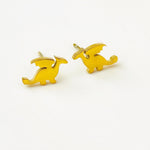 Tiny Dragon Earrings studs in silver, gold, cute dainty trendy fantasy jewelry gift for girlfriend, sister, daughter, friend, bff, roommate