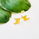 Tiny Dragon Earrings studs in silver, gold, cute dainty trendy fantasy jewelry gift for girlfriend, sister, daughter, friend, bff, roommate