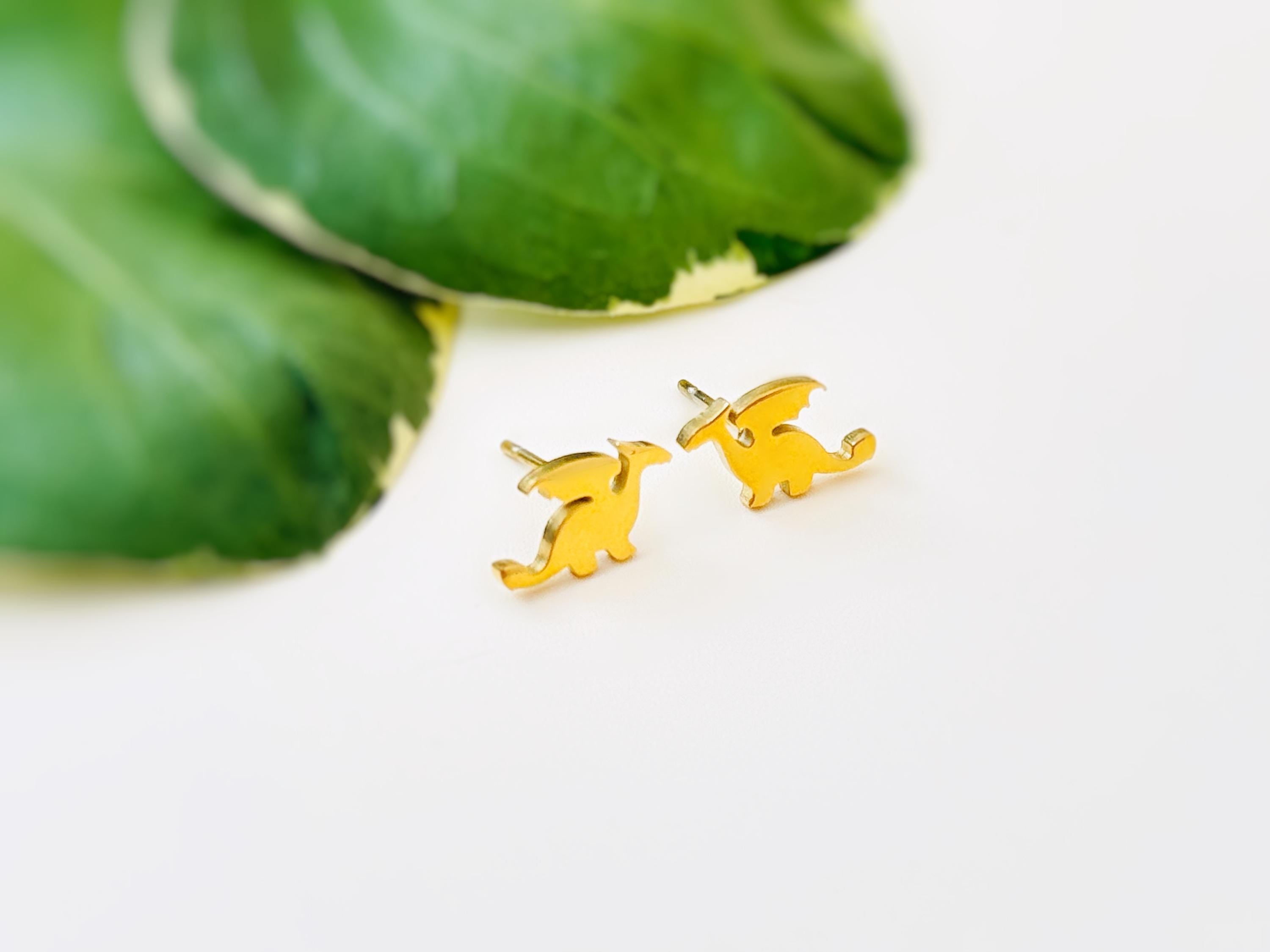 Tiny Dragon Earrings studs in silver, gold, cute dainty trendy fantasy jewelry gift for girlfriend, sister, daughter, friend, bff, roommate