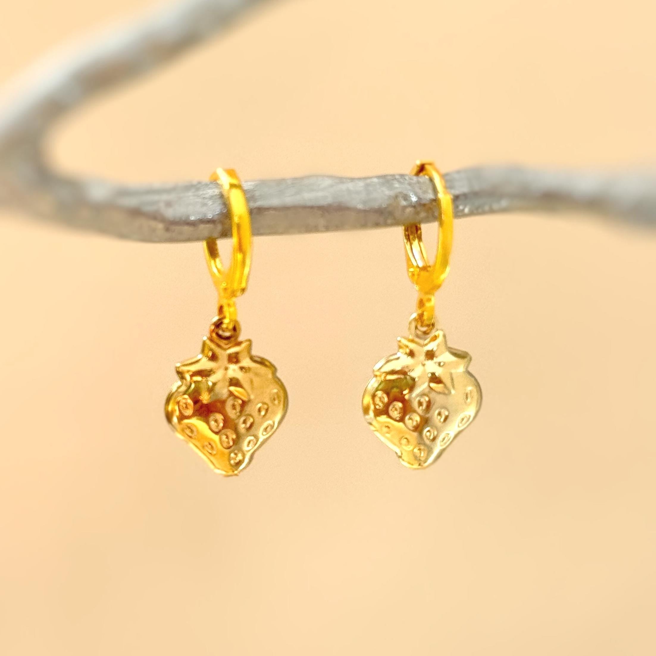 Silver Strawberry Earrings Dangle lightweight unique whimsical handmade food fruit jewelry, fun gift for foodie, chefs, sister bff daughter