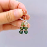 Moss Agate Earrings Rose Gold Dangle